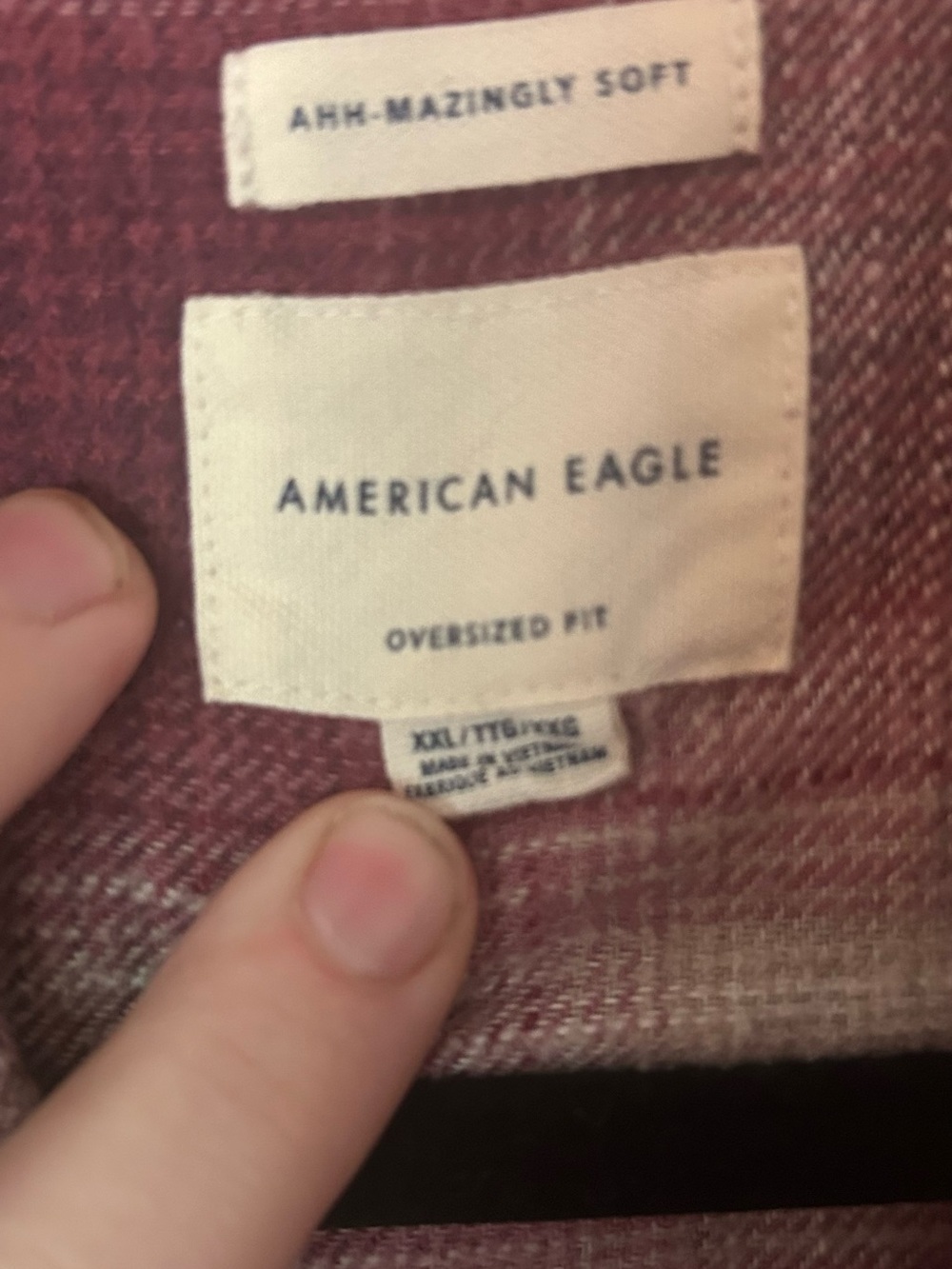 American Eagle Red Plaid Oversized Shirt - Picture 3 of 6